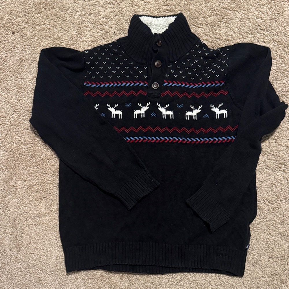 Izod Boys Black Reindeer Sweater